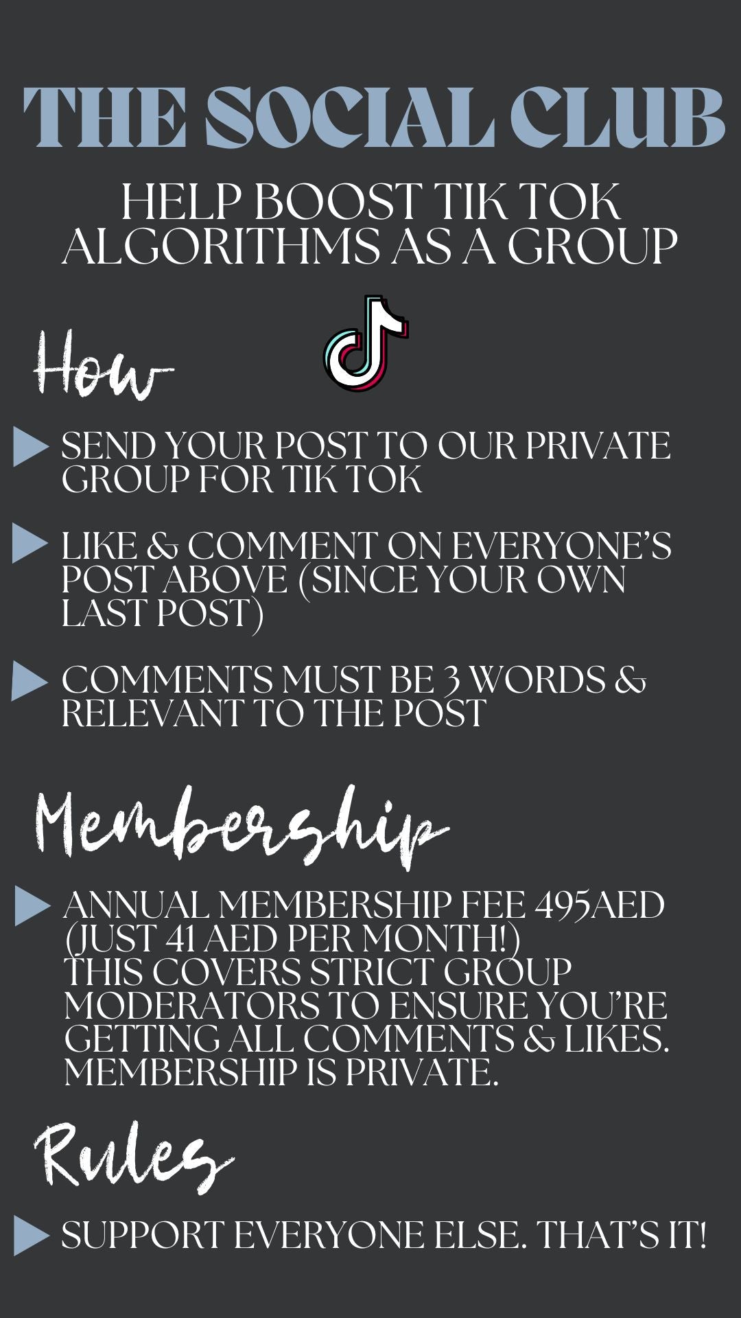 Engagement Social Club - Insta & Tik Tok package